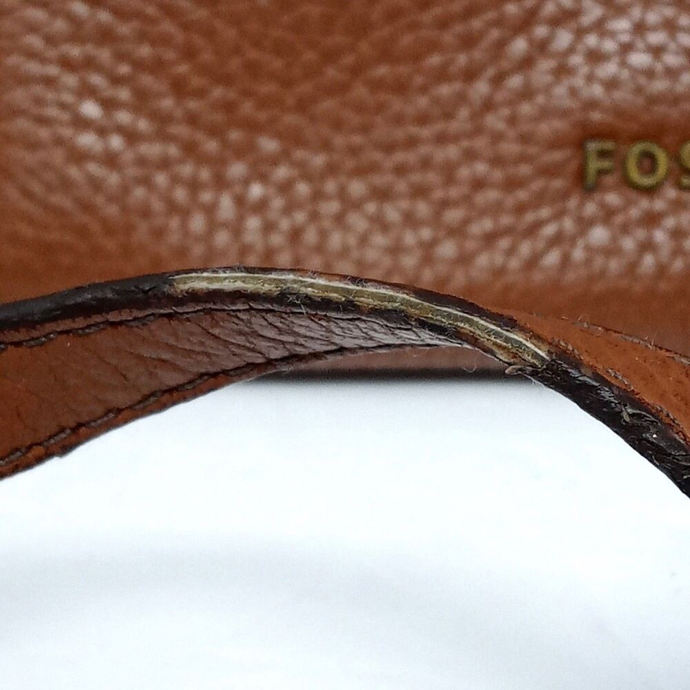 Fossil Pebbled Leather Crossbody Bag Purse Adjustable Strap Zip Closure - Picture 5 of 11